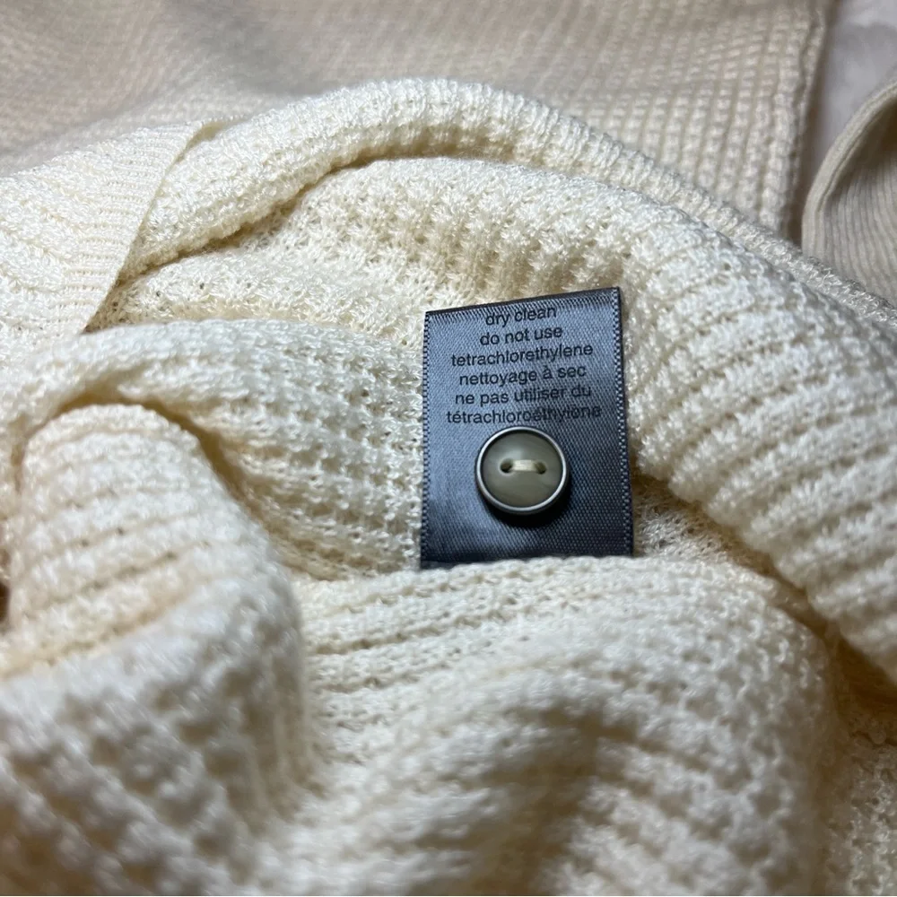 John Varvatos Men's Ivory Cream Silk Cashmere Waffle Knit Pullover Henley SZ XXL